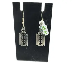 Razor Blade Earrings - Simple Design with Metallic Finish, and Secure Fit