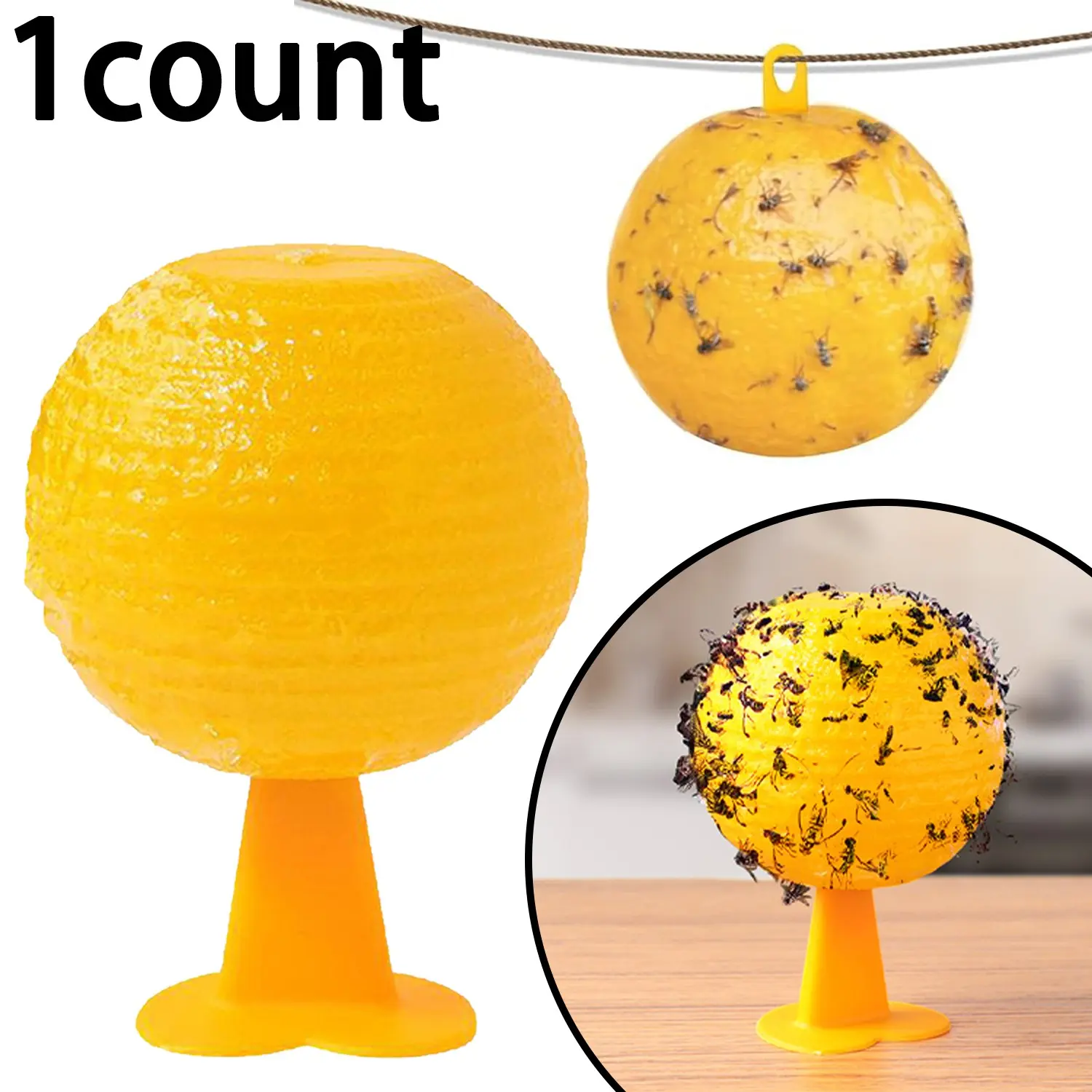 Bug Catcher Balls Set, Heart Base & Back Adhesive, Indoor Outdoor Sticky Fly Traps, Fruit Fly Killer, Pest Control, Efficient Insect Traps for Kitchen Living Room Office Home Apartment