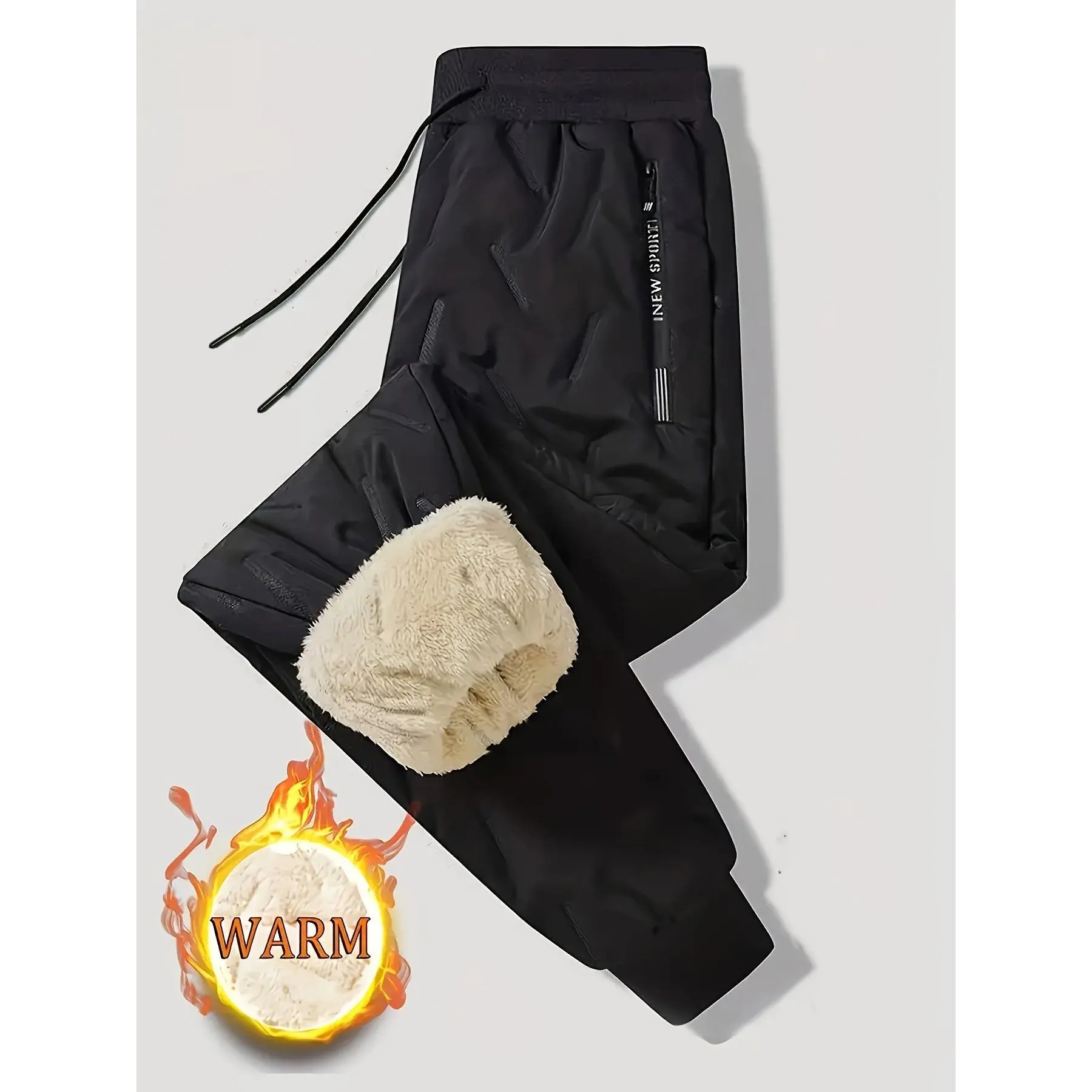 Mens Skiing Pants Warm Waterproof Plush Lining Drawstring Ideal for Mountaineering  Outdoor Activities