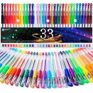 Gel Pens, 33 Color Gel Pen Fine Point Colored Pen Set with 40% More Ink for Adult Coloring Books, Drawing, Doodling, Scrapbooks Journaling