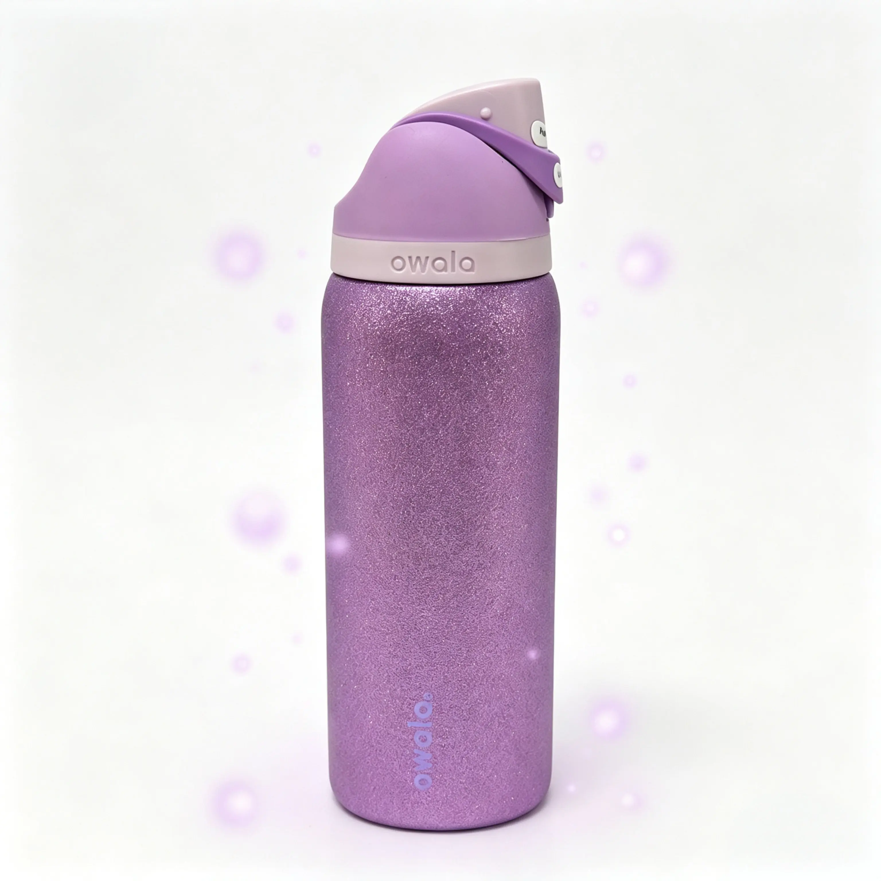 Owala 32oz Shimmery Lavender Glitter FreeSip Portable Straw Bottle Flask, Double Wall Vacuum Insulated Stainless Steel Kitchenware, 2-in-1 Rotatable Flip Straw-Sip Lid, Sparkle Gift for Women Daily Use, Flasks, Straw Bottle Vacuum Flasks