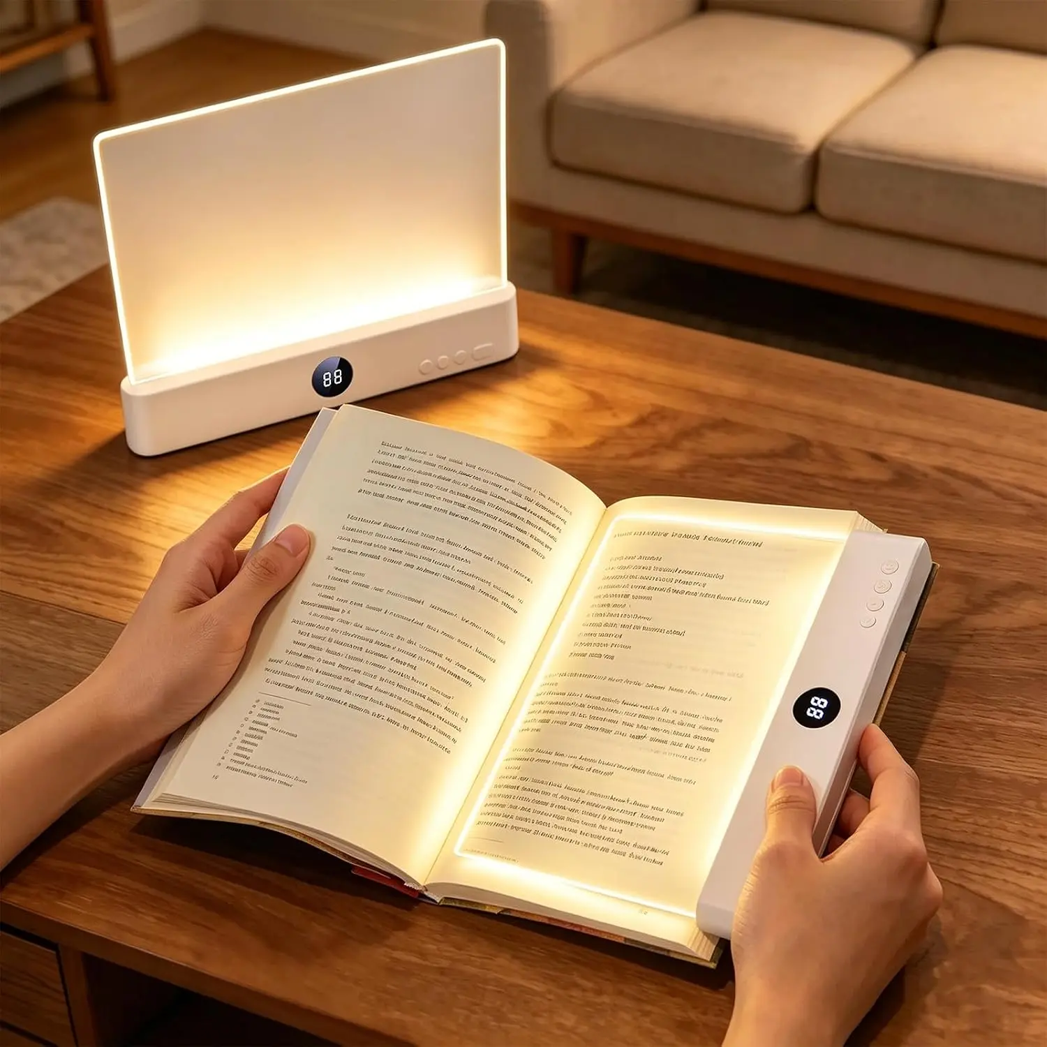 LED Book Light & Night Light 2 in 1,Dimmable Flat Reading Light 3 Color Temperatures & Stepless Dimming, USB Rechargeable Full Page Light with Timer for Night Reading in Bed