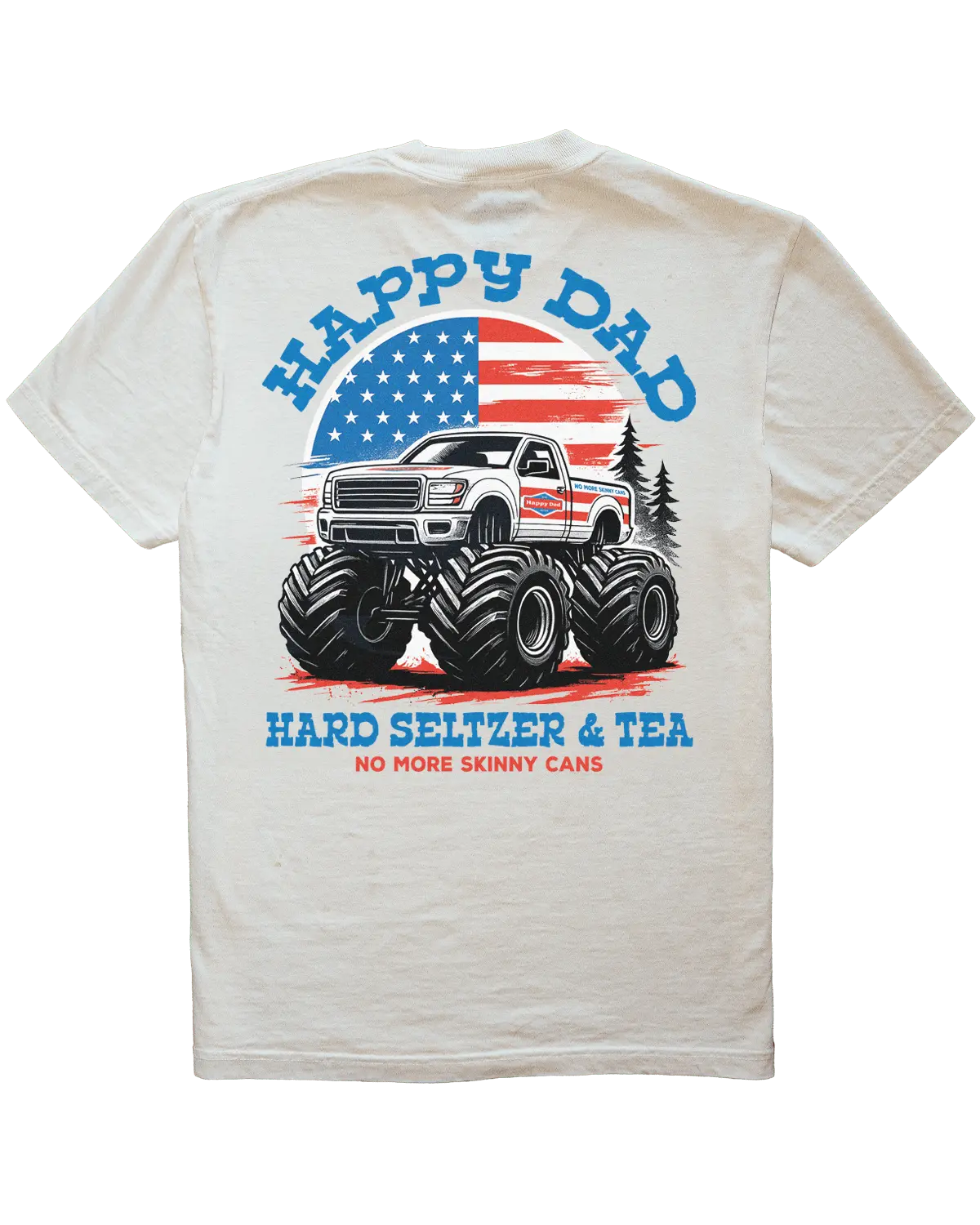 Happy Dad Women's Short-Sleeve Casual Round Neck Vintage Monster Truck USA Cotton Tee, Ivory Fit Clothes Top