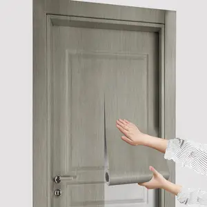 Wood Grain Pattern Door Sticker, 1 Count Waterproof Self-adhesive Wallpaper, Removable Wall Decoration for Home Living Room Bedroom Kitchen Office