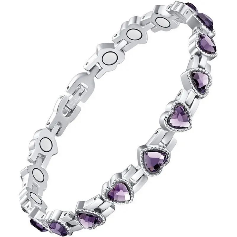 Titanium Steel Magnetic Bracelet for Women with Heart-Shaped Crystals, Dainty Therapeutic Jewelry, Exquisite Anniversary & Mother's Day Gift, Beautiful Bracelets, Exquisite Bracelet
