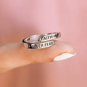 Always Blessed Faith Over Fear Sterling Silver Ring | Christian Fashion | Jewelry For Women | Christian Rings For Women | Faith In God | Faith Over Fear | Christian Gifts | Jewelry For Women | Unique Christian Jewelry | One Size Fits All