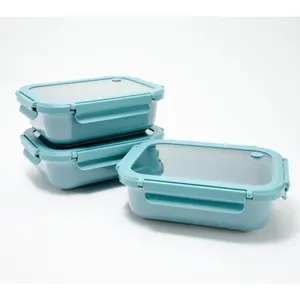 GeniCook S/(3) 4.2-Cup Ceramic Food Storage Containers w/ Glass Lids GeniCook S/(3) 4.2-Cup Ceramic Food Storage Containers w/ Glass Lids