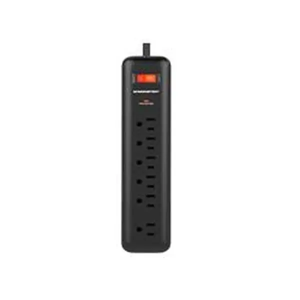 Monster 3001097 4 ft. Surge Protector Power Strip with Cord, 6 Outlets, Black Clean Power Filters, Red Lighted Switch, Audio & Video Accessory for Electronic Equipment Owners