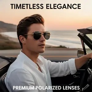 Aviator Polarized Sunglasses Unisex, Gold Frame Anti-Glare UV400 Lightweight for Driving Outdoor Activities Daily Wear 2026