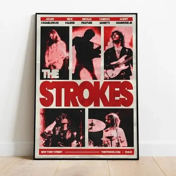 Vintage Indie Rock Band Live Concert Canvas Poster 2000s Garage Rock Music Wall Art Print for Bedroom Aesthetic Decor