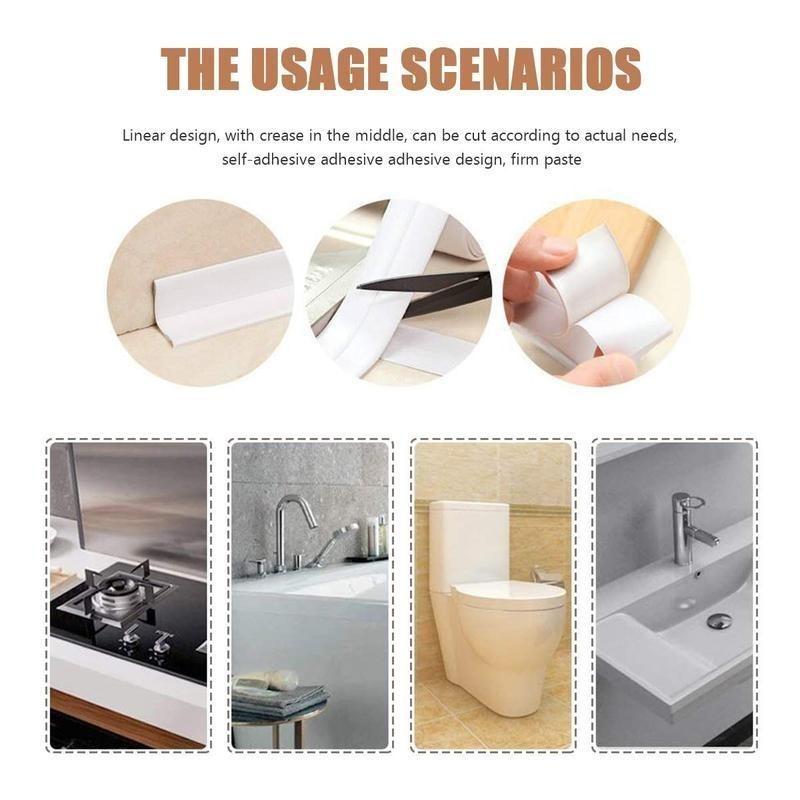 （4pcs）White Self-Adhesive Waterproof Caulk Tape for Bathroom Bathtub Shower Seal Sealing Strip Soap