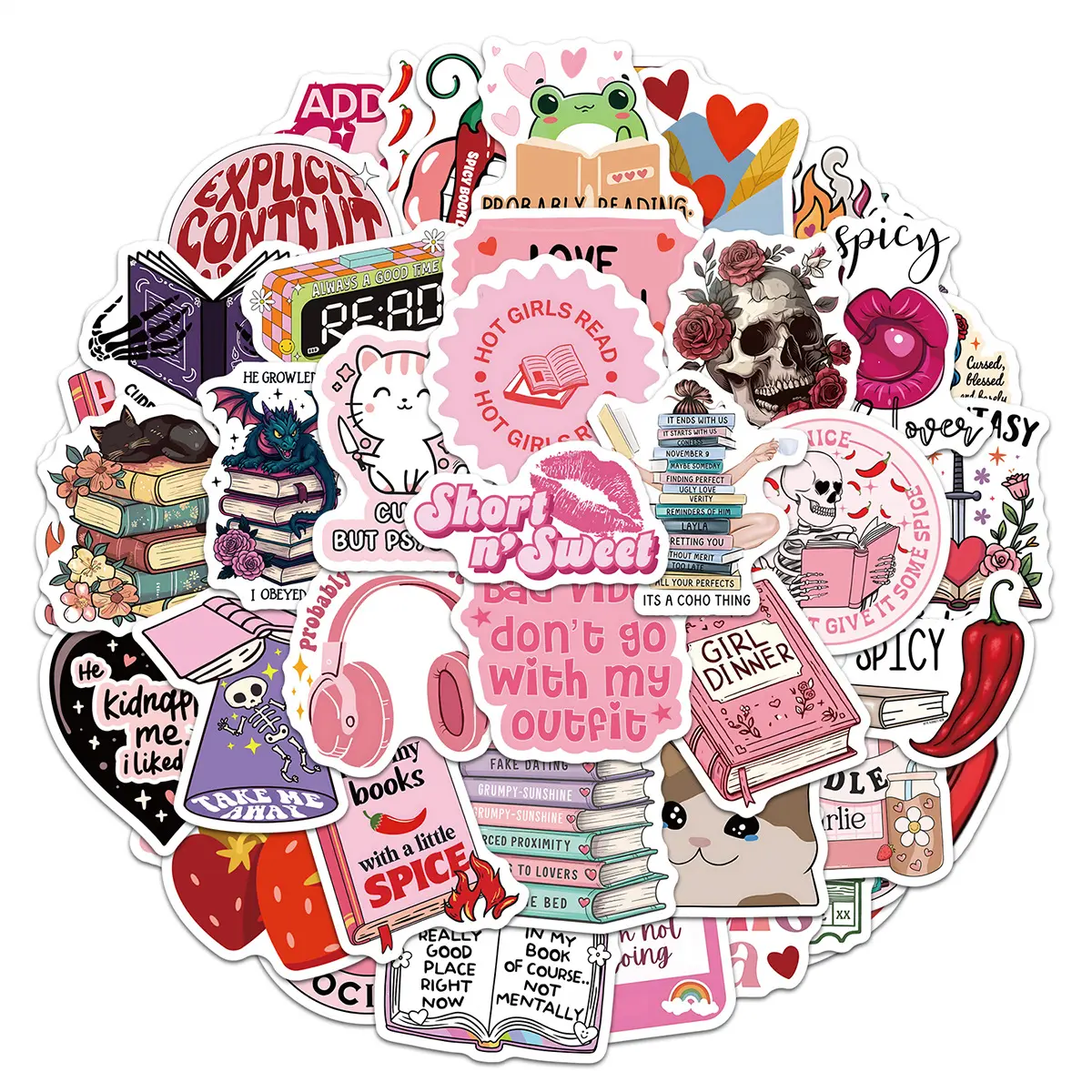 50pcs Reading Book Stickers Series, Decal Set, Office Supplies and Notebook Accessories, Suitable for Scrapbooks, Diaries, Laptops, Water Bottles, Cars, Etc., Based on A Design Inspired By Faith.