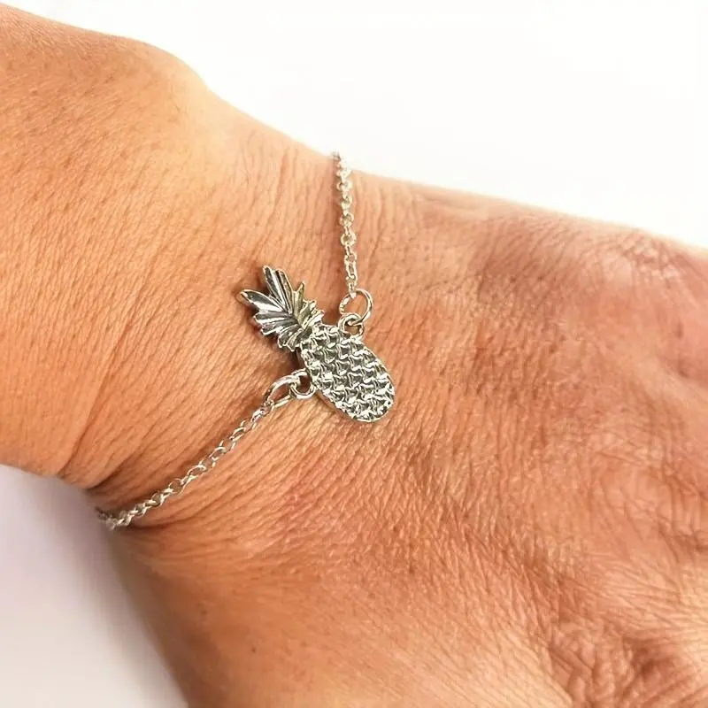 Women'S Pineapple Anklet - Bohemian Beach Jewelry with Pineapple Charm, Durable Metal Chain for Everyday & Formal Events, Casual Attire Accessory, Pineapple Jewelry, Bohemian Style, Fashion Lovers