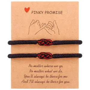 Tibetan  Lucky Bracelet -   Family Couple Bracelet- Lucky Woven Red String Thread For Protection-Valentine Christmas  Idea (Black+Black(2pcs))