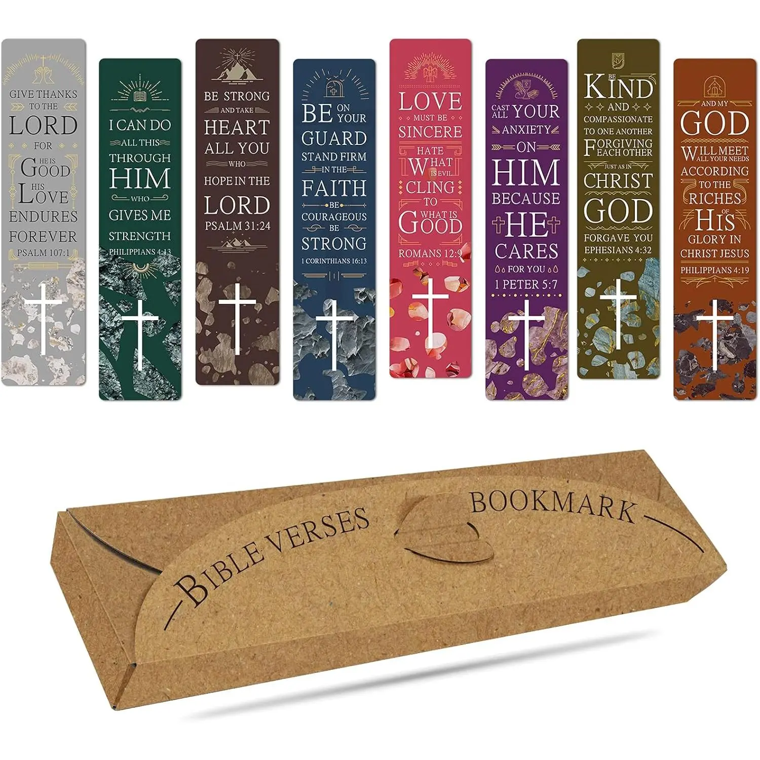 48 count Christian Scripture Bookmarks with  Verse Quotes & Storage Box, Inspirational Book Mark Religious Marker Christian Art  Bookmark for Reading Lover, Men, Women,