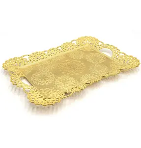 Turkish Rectangular Serving Tray | 207-K-6-18 Floral Gold