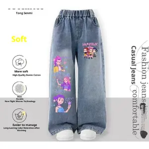 Halloween Witch Squad Print Jeans, Y2K Style, Girls' Fashion, Ages 10-12, Casual Denim Jeans, Pop Women's Clothing, Teen Girl Clothes