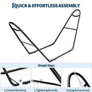 OP-550 lbs Capacity, Fits 9-14 ft Hammocks,Heavy Duty Sturdy Adjustable Hammock Stand – Steel Frame,  Weather Resistant, Easy Assembly, Ideal for Garden Patio or Camping, Black