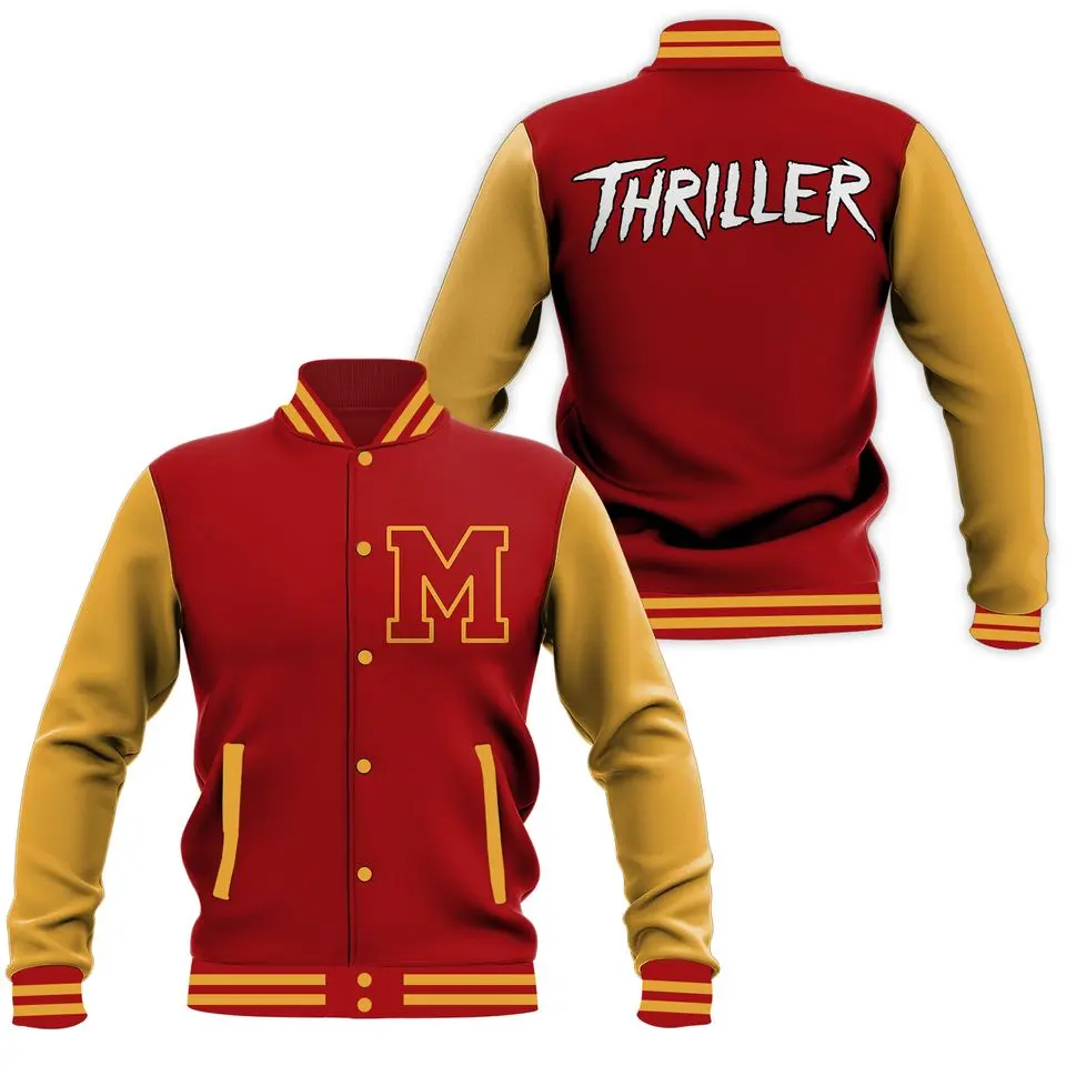 MJ Thriller Varsity Jacket Michael Jackson Bomber, Baseball Varsity Jacket, Sporty Streetwear Look, Everyday Casual Jacket