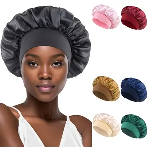Luxury Satin Hair Protection Cap, Wide Band High Elasticity Daily Sleep Hat, Suitable for Women Silk Bonnet, Unisex Night Hair Care, Hair Wrap Cap