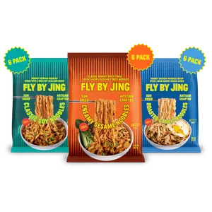 Fly By Jing Instant Noodles Variety Pack 18 Pack – 3 Flavors: Creamy Sesame, Classic Soy & Roasted Garlic – Savory, Mild to Not Spicy, Vegan & Non-GMO