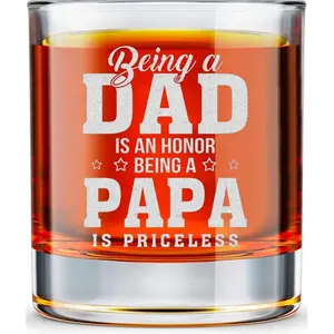 10oz Whiskey Papa Rock Tumbler with Rock Base - Suitable for Whiskey, Liquor, Spirits, Hand Wash Only, Cup for Dad Gifts from Daughter, Christmas, Birthday Present for Father