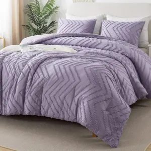 Purple King Comforter Set, 3 Lightweight Tufted Sets, Down Alternative Comforter Fluffy Set Gift