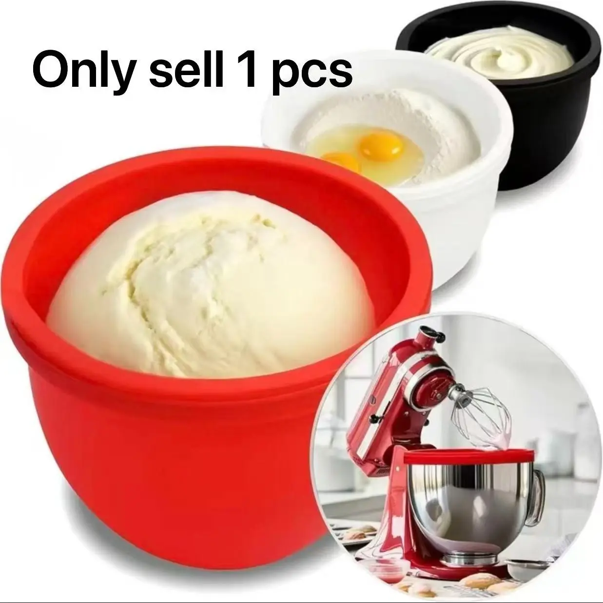 Silicone Inner Bowl for Kitchenaid Mixer, Durable, Fits 5Quart,1 count  Lids,ldeal for Mixing Dough and Baking Ingredients
