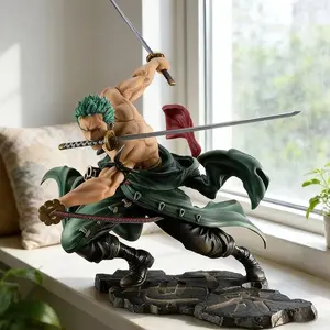 One Piece Roronoa Zoro Three-Sword Style Figure, Anime Collection Desktop Decor， Roronoa Zoro Battle Figure, Highly Detailed Statue Ornament "Thousand World" Scene Figure, Anime Collection Gift, Action Figures