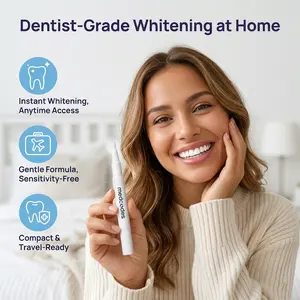 Teeth Brightening Pen for White Smile, Fast Tooth Whitener and Stain Remover with Precision Brush Tip, Dental Quality Whitening Gel, Travel Pen