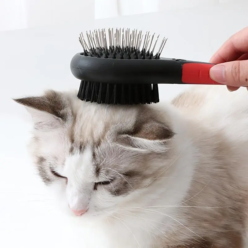 Dog Comb Cat Pet Grooming Comb 2-in-1 Double Sided Brush Cleaning Pet Hair Removal and Dirt Grooming Tools, Pet Supplies Cat Pet Comb Cat Needle Comb Dog Comb Removal Floating Hair Pet Brush Pet Comb Slicker Brush