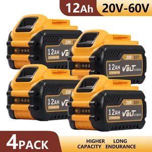 4-Pack 12Ah Batteries Compatible with DEWALT 20V 60V MAX High-Capacity Lithium-Ion Replacement Batteries for DCS578 and DCCS670 Power Tools dcb609