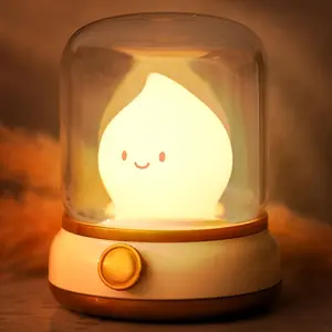 **Flameless LED Candle Lamp, Cute Kerosene-Style Silicone Flame Light, Dimmable Rechargeable Night Light for Kids & Teens Bedroom**