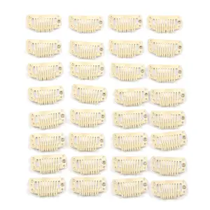 30 count Wig Clips Stainless Steel Snap Clips for Hair Extensions DIY Wig Combs Toupee Clip 9- 32mm 1.2g/pc (Beige)