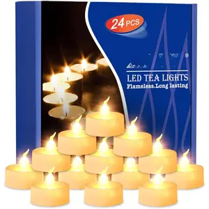 No Flicker Flameless LED Tealights Candles -Operated Long Lasting Tealights for Wedding Holiday Party  Decoration 24 count (Warm White)