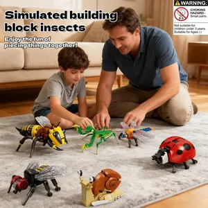 Insect Building Blocks Assembly Toy Logic Thinking Training Puzzle Toy Simulated Animals Grasshopper Ant Firefly Bee Snail