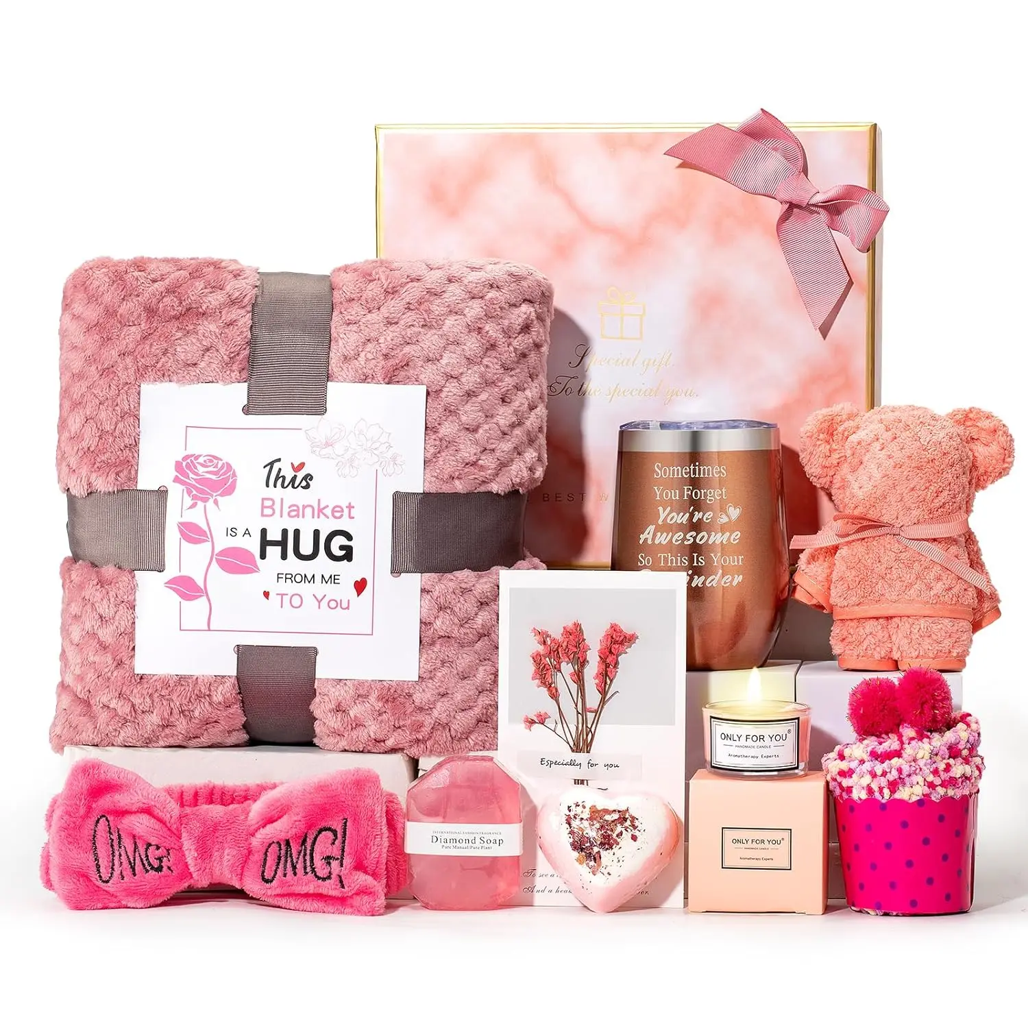 Summer Spring Gift Basket Stuffers for Women Teen Girls, Valentine Gifts for Teens Adult with Mug and Self Spa Gift for Family Friends