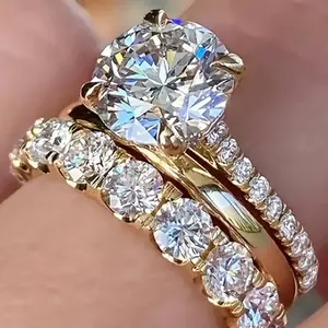 3-Piece S925 Sterling Silver Light Luxury Ring Set, Exquisite Sparkling Zircon Stackable Bands, High-End Women's Jewelry Set