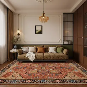 【Holiday Haul】Raybee Boho Area Rug for Living Room – Soft Low Pile Vintage Carpet, Machine Washable Non-Slip Rug for Bedroom, Foldable Large Area Rugs for Home Decor