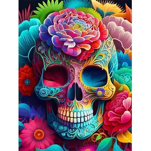 Skull Pattern DIY Diamond Arts Colorful Painting Kit without Frame, DIY 5D Diamond Arts Colorful Painting Kit, Wall Art Decor for Home Bedroom, Diamond Painting Kits