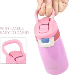 Kids Water Bottle, Stainless Steel Insulated Thermos with Straw, Reusable School & Sports Water Bottle for Kids, Drinkware