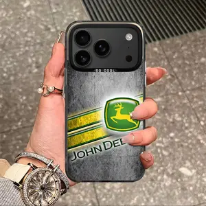 John Deere Suitable for iPhone 17 PRO MAX AIR Silver Phone Case 17/16/15/14/13PRO Hard Case Compatible with iPhone 12/11/XR/XS/78P/16PLUS Mobile Phone Matte Texture TPU Frame Soft Material Purple Pink