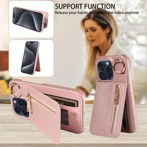 Premium PU Leather iPhone Case Full Protection Magnetic Closure Anti Drop Shockproof Business Style with Zipper for All Apple iPhone Models