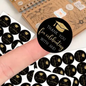 10 Pcs Gold Graduation Stickers, Round 'thank You' Labels, Gift Wrapping, Envelope Seals, Party Decor, Graduation Party Supplies