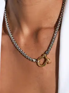 Elegant U-Shaped Stainless Steel Chain Daily Wear Necklace, Waterproof Fashion Jewelry for Men & Women, Perfect Gift for Birthdays & Christmas