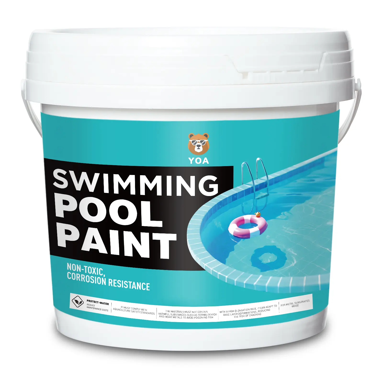 YOA Pool Waterproof Pain, 1 Gallon, Suitable for Cement, Putty, Latex Paint, Walls, Floors, Outdoor Pools, Fish Ponds, and Swimming Pools, Creating a DIY Atmosphere