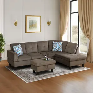 Brown Pineapple Velvet Living Room Sofa Set