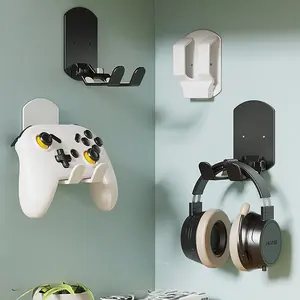 2-piece Game Controller Stand/Headphone Stand | Will not damage walls, can hang headphones, ABS material, not waterproof, black and white color scheme Heavy Duty Double-Sided Hook Loop Strips j hook hooks