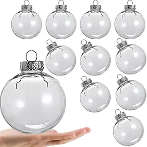 10-Pack 80mm (3.15 Inch) Clear Refillable Fillable Plastic Ornament Balls for DIY Crafts, Christmas Tree, Wedding Party, Home Christmas Decoration