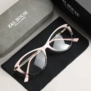 Z&L HOUSE Boutique Women'S Retro Cat Eye Reading Glasses - HD Lenses, High Quality & Comfortable with Spring Temples, Durable Plastic Frame, Includes Case Cloth (Elegant Pink Black Design), Fashionable Accessory, Lenses